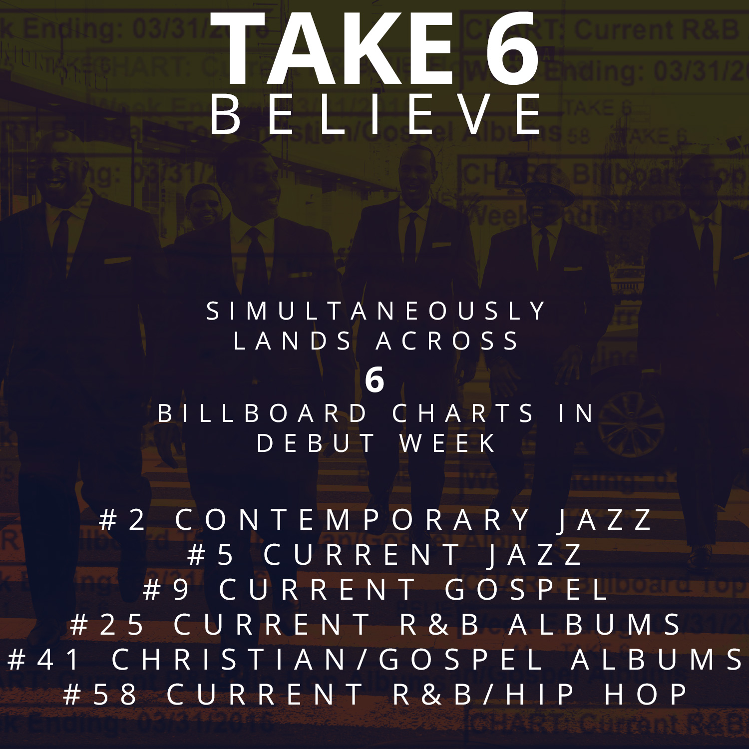 indebære hår fejl Believe” Scores Big on the Billboard Charts During Debut Week - Take6.com -  Official Website for Take 6